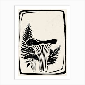 Mushroom Linocut Style 1 Art Print