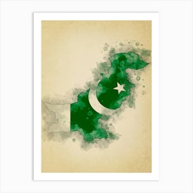 Pakistan Flag Vintage Art Print