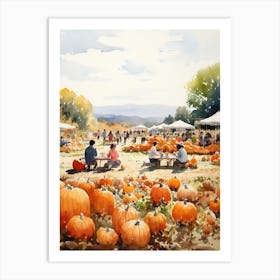 Pumpkin Patch, Watercolour 1 Art Print