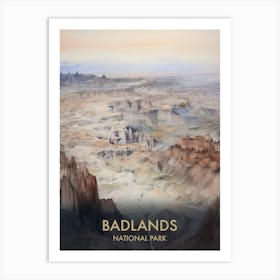 Badlands National Park Watercolour Vintage Travel Poster 1 Art Print