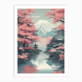 Japanese nature art Pink sakura Art Print