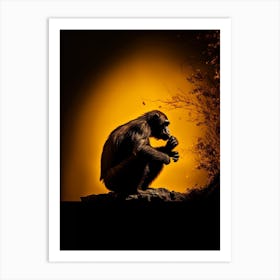 Thinker Monkey Silhouette Photography 4 Art Print