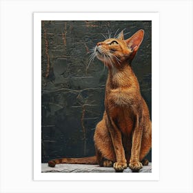 Abyssinian Cat Relief Illustration 4 Art Print