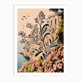 Amalfi Coast, Flower Collage 6 Art Print