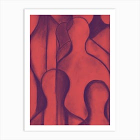 The Commute Crowd Red Art Print