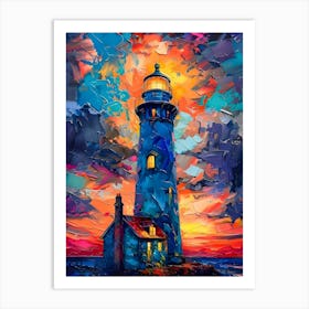 Sunset Lighthouse Art Print