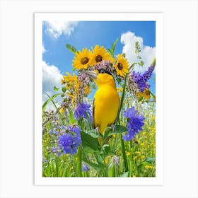 Yellow Warbler In A Meadow Art Art Print