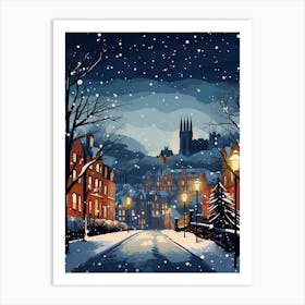 Winter Travel Night Illustration Edinburgh Scotland 7 Art Print