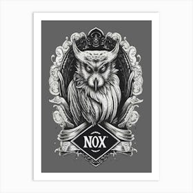 Owl Iconic Illustration Grey Background Art Print