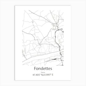 Fondettes,France Minimalist Map Art Print