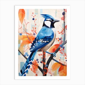 Bird Painting Collage Blue Jay 4 Art Print