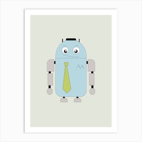 Robot With A Tie Robot Drawing Android Futuristic Art Print