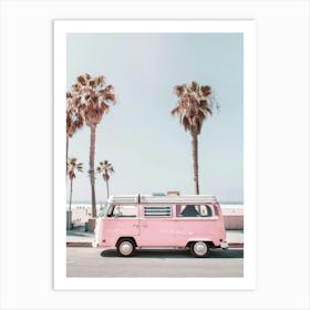 Pink Vw Bus 3 Art Print