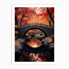 Autumn Bridge In The Park Art Print