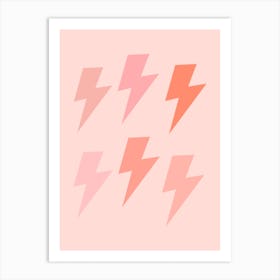 Peach Lightning Bolts Art Print