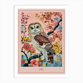 Floral Animal Painting Owl 1 Poster Art Print