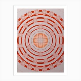 Geometric Abstract Glyph Circle Array in Tomato Red n.0169 Art Print