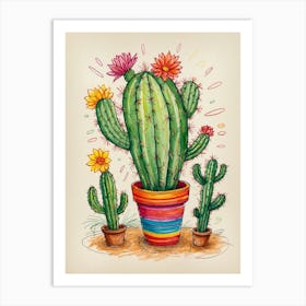 Cactus In Pot Art Print