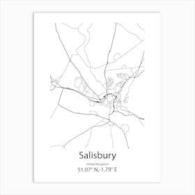 Salisbury,United Kingdom Minimalist Map Art Print