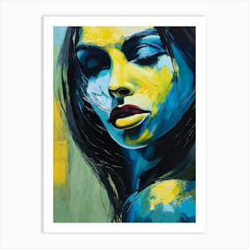 Blue And Yellow Woman 1 Art Print