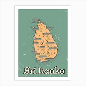 Vintage Sri Lanka Map Art Print