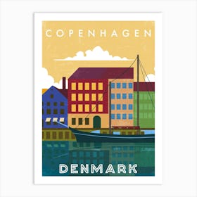 Copenhagen, Denmark — Retro travel minimalist poster Art Print