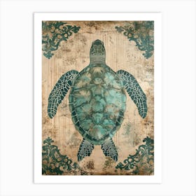 Ornamental Sea Turtle Wallpaper Style 2 Art Print