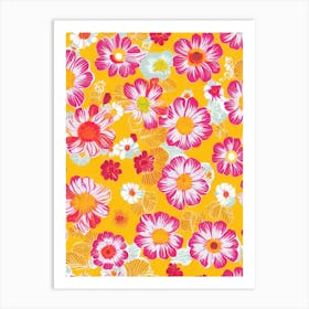 Anemone Floral Print Retro Pattern1 Flower Art Print