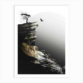 Tree On A Cliff Art Print