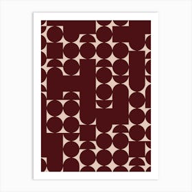 Burgundy and Peach Geometric Modern Art Print Art Print