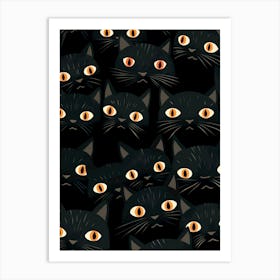 Black Cats With Orange Eyes Art Print