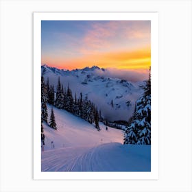 La Thuile, Italy Sunrise Skiing Poster Art Print