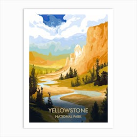 Yellowstone National Park Travel Poster Illustration Style 2 Art Print