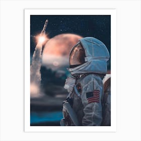 Forgotten Astronaut Rocket Launch Art Print