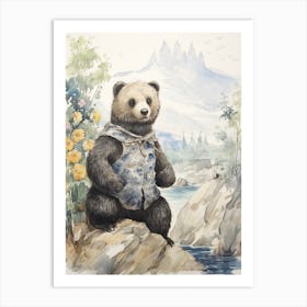 Storybook Animal Watercolour Sea Otter 1 Art Print