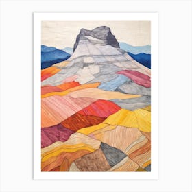 Ben Hope Scotland Colourful Mountain Illustration Art Print