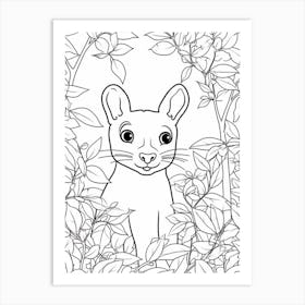 Line Art Jungle Animal Agouti Tiger 4 Art Print