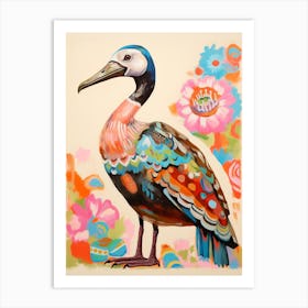 Pink Scandi Brown Pelican 1 Art Print