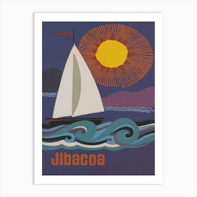 Jibacoa Cuba, Sailboat, Vintage Travel Poster Art Print