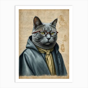 Cat In Glasses 2 Art Print