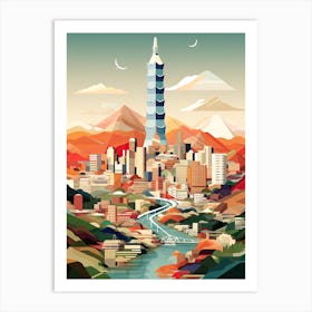 Taipei,Taiwan, Geometric Illustration 2 Art Print