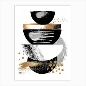 Black And Gold Bowls 2 Art Print