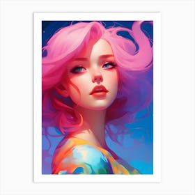 Pink Haired Girl-Reimagined 1 Art Print