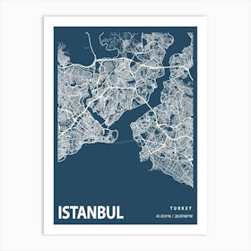 Istanbul Blueprint City Map 1 Art Print