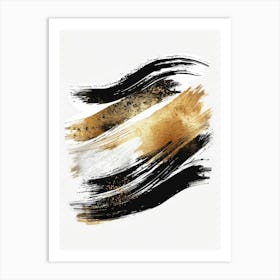 Gold And Black Brush Strokes 42 Art Print