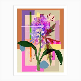 Hyacinth 4 Neon Flower Collage Art Print