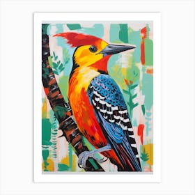 Colourful Bird Painting Woodpecker 4 Art Print