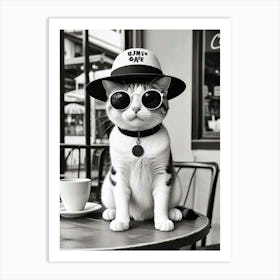 Cat Cafe Por Favor Funny Illustration Kids Kitchen Gift Art Print (3) Art Print