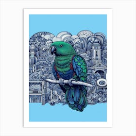 Taffeta Parrot On A Branch Art Print