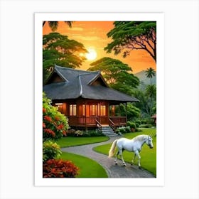 Horse In The Garden Art Print